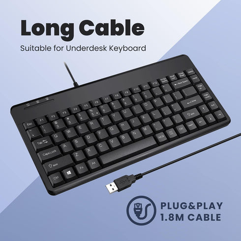 Perixx PERIBOARD-409U Wired USB Mini Keyboard, Black, US English Layout...