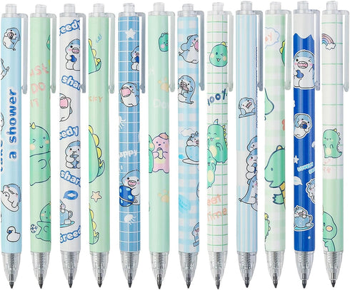 Everlasting Pencils, 12pcs Cute Infinity Pencil Inkless Eternal Pencils Cartoon Technology Unlimited Mechanical Pencil Christmas Gift for Writing,...
