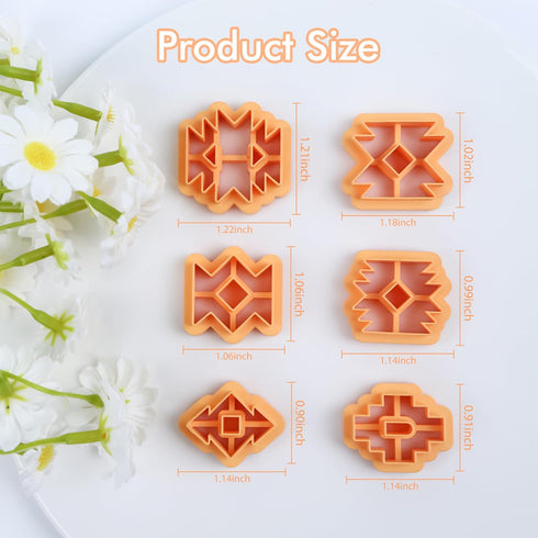 Puocaon Aztec Polymer Clay Cutters - 6 Pcs Clay Cutters for Polymer Clay Jewelry, Folk Western Polymer Clay Earring Cutters, Classic Aztec Polymer...