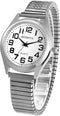 JewelryWe Mens Big Dial Easy Reader Quartz Watch, Gold/Silver Tone Elastic Band Wristwatch for Valentine’s Day...