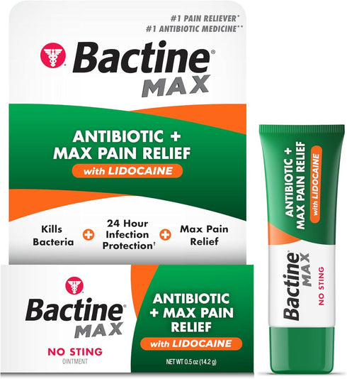 Bactine MAX Antibiotic + Pain Relieving Ointment - Antibiotic Ointment with Lidocaine - Pain + Itch Relief for Minor Cuts & Scrapes & Burns - Lido...