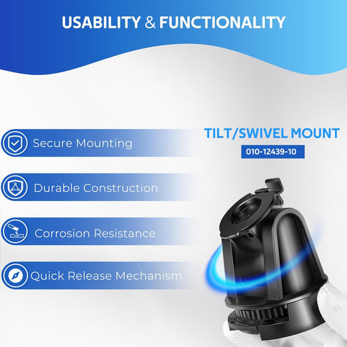 Secure Tilt/Swivel Mount for Garmin Striker 4/Plus 4/4Cv, Kayaking, Ice Fishing, Boating and Stand-Up Paddle Board Accessories, 010-12439-10, Blac...