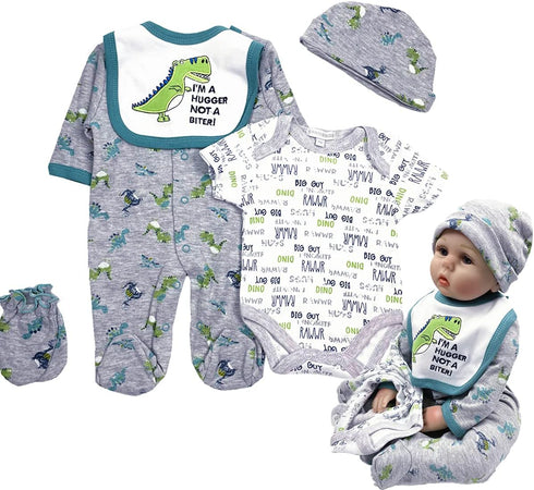 Reborn Baby Doll Clothes Boy 22 inch Accesories Outfits 5 Piece Set for 20-22 inch Reborns Doll Newborn Baby Boy Doll Clothing...