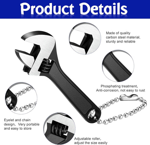 Chumia 12 Pieces Adjustable Hand Wrench Black Spanner Wrench Size Adjustable Spanner Hand Knurl Tool Adjustable Wrench Wide Jaw Wrench Repair Hand...