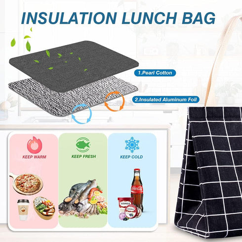 iknoe Insulated Lunch Bag for Women, 9L Sturdy Wide-Open Foldable & Portable Lunch Tote with Interior Pockets, Water-resistant Thermal Lunch Coole...