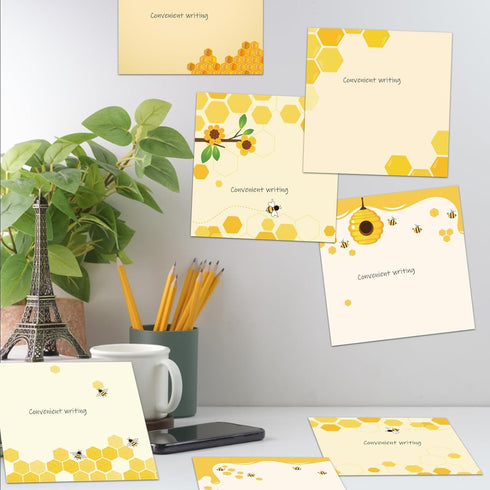 9 Pieces Bee Sticky Notes 3x3 Inch Cute Bee Note Pads Adesive Bee Memo Notes for School Office Home Supplies Students Teachers Gift...