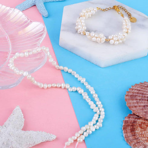 Beadthoven 90pcs/strands Natural Cultured Freshwater Pearl Beads 3-4mm Mini Pearls Irregular Nuggets Pearl Beads for DIY Bracelet Necklace Jewelry...