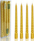 Twisted Candlesticks Golden Taper Candle -10inch Gold Tapered Candles Long Spiral Candles Dripless Twist Candle Sticks for Home Dinner Table Weddi...