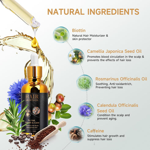 Hair Growth Oil - Rice Water for Hair Growth for Women & Men, hair loss treatments, hair oil for dry damaged hair and growth, Hair Growth Serum fo...