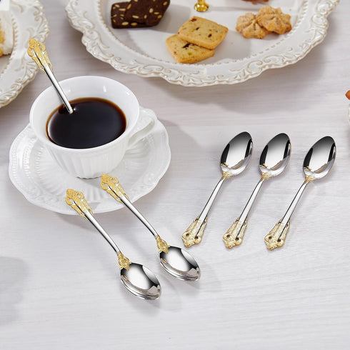 KEAWELL Luxurious 5.1-Inch Espresso Spoons Set - 6 Pieces - Mini Coffee Spoon, 18/10 Stainless Steel - Gorgeous Design with Exceptional Mirror Pol...