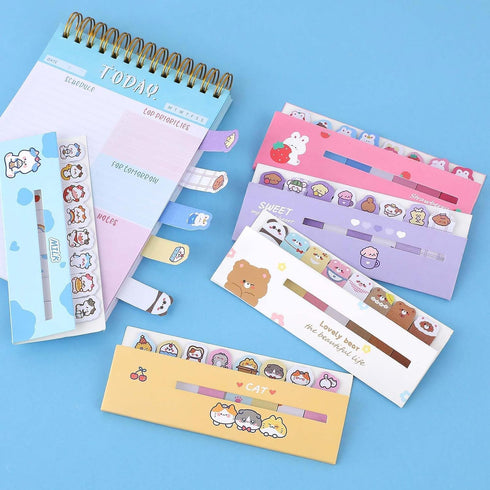 1200 Pcs Self-Stick Index Tabs Sticky Note Tabs Cartoon Page Flags Cute Animals Bookmarks Mini Sticky Note Paper Page Markers Stickers for Student...