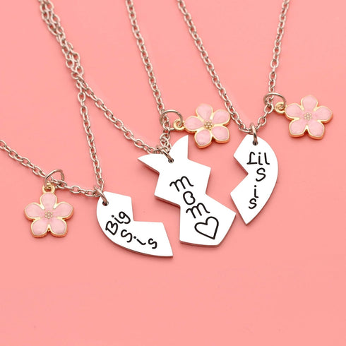 3Pcs Mother Daughter ,Mom Big / Lil Sis Pendant Necklaces Birthday Mother's Day Chirstmas Gifts...