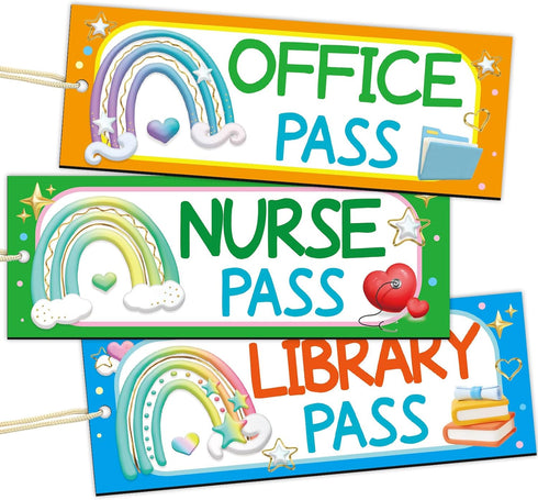 Hall Passes for Classrooms Elementary 6PCS Rainbow Magnetic Hall Passes Office Nurse Boys Girls Library Supplies Teacher Student Classroom Supplie...