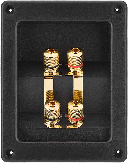 Speaker Terminal Connector, 4 Pure Copper Plated Wiring Terminal Speaker Terminal Box with 4 Mounting Holes...
