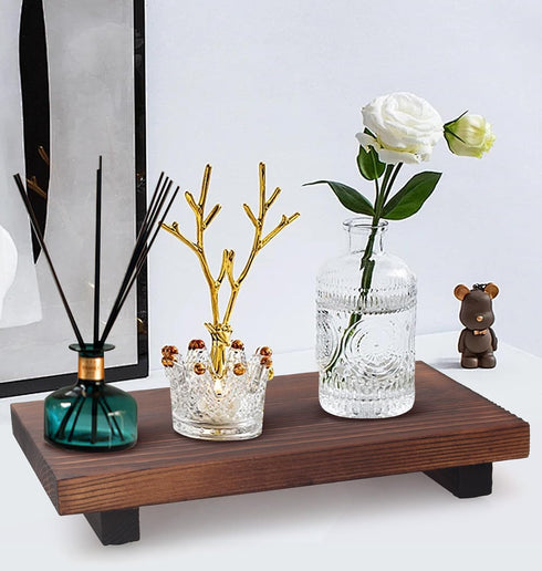 Wooden Bathroom Counter Tray Organizer Kitchen Soap Sink Tray Decor Farmhouse Wood Risers Modern Dish Soap Dispenser Holder Pedestal Stand Bathroo...