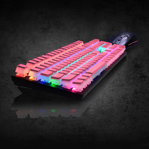 Pudding Keycaps,Double Shot PBT Backlit 108 Keys Key caps Set for Mechanical Gaming Keyboard - Pink (Only Keycaps)...