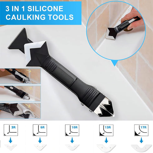 8Oz White Waterproof Caulk & Seal Silicone Sealant, Wadities Tile Grout Repair Kit with Grout Remove Scraper, Shrink & Crack Proof for Bathroom, S...