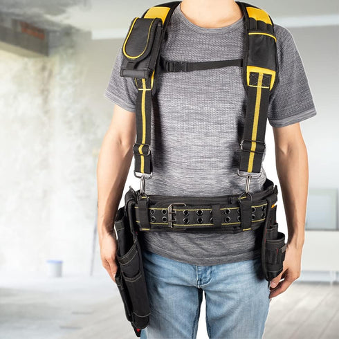 AISENIN 3 inch Padded Tool Belt Work Tool Belt for Heavy Duty Work(Yellow and Black)...
