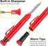Outus Solid Carpenter Pencil for Construction and Refills with Built in Sharpener, Long Nosed Deep Hole Mechanical Pencil Marker Marking Tool for ...