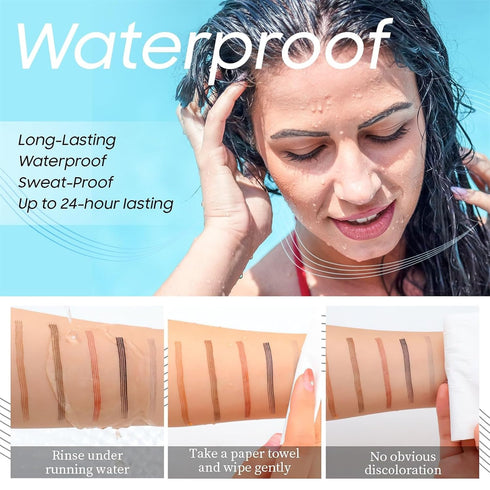 Eyebrow Pencil Microblading Pen, Liquid Brow Pencil With 4 Micro-Fork Tip, Waterproof Eyebrow Long-Lasting, Smudge-Proof Eyebrow Makeup, Natural E...