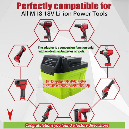 for Ryobi for Milwaukee Battery Adapter Converter,Replacement for Milwaukee 18V Battery,Cordless Power Tool Adaptor...