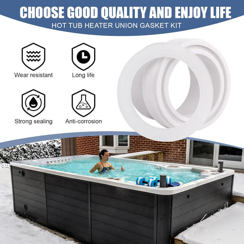 2" Spa Hot Tub Heater Union Slip Heater Split Nut Union Replacement with O-Ring Gasket Waterway 711-4030 (Actual Size 3 Inch) - NOT for Inflatable...