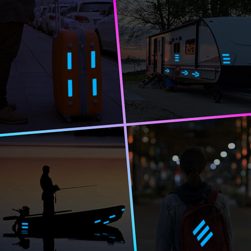 LOOM Reflective Stickers Kit (6pcs Brilliant-Blue)• Nighttime Safety Waterproof Self-Adhesive Decals for Helmets, Skateboard, Bike, Scooter, E-Bik...