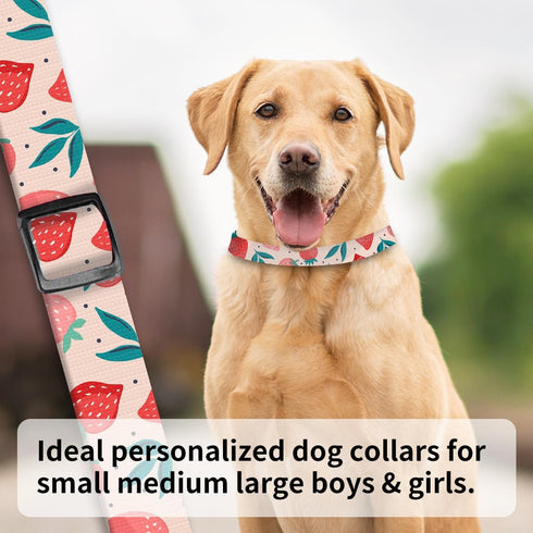 Dog Collar, Cute Pet Collar Adjustable for Large Dogs, Soft Dog Collars with Quick Release Buckle for Walking Running Cute Strawberry...