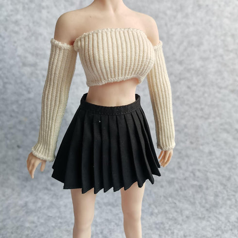 1/6 Scale Figure Clothes Sweater Top+Skirt Outfit Costume for 12 inch Female Action Figure Phicen/TBLeague (White)...