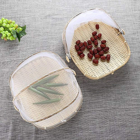 Food Serving Tent Basket - BESTCHANCEUS Hand Woven Bamboo Serving Basket Dustproof Bug Proof Mosquitoesor Vegetable Fruits Food Meals Rectangle 34...