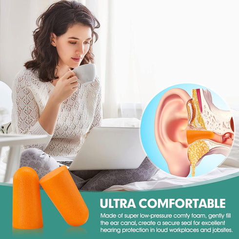 100 Pairs Earplugs for Noise Canceling Ear Plugs for Sleep Work Snoring Sound Canceling Blocking Construction Loud Noise Reducing Soft Foam Earplu...