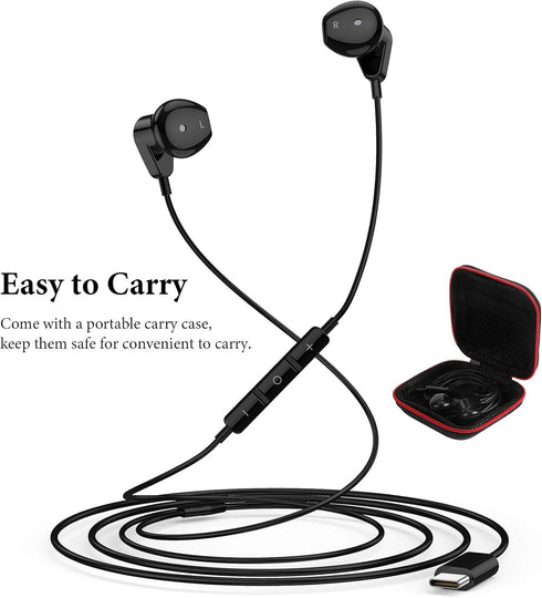 USB C Headphones for iPhone 15 Pro Max Plus,Samsung S24 Ultra S23 FE S22 Flip Fold A54,USB Type C Earphones HiFi Stereo USB C Wired Earbuds with M...
