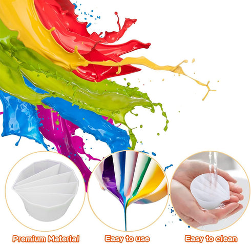 6PCS Acrylic Paint Pouring Strainers, Paint Pouring Cups, Acrylic Pouring Strainers, Plastic Flower Strainers Silicone Pouring Drain Basket for DI...