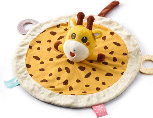 TUMAMA Baby Security Blanket Lovey,Soft Fleece Velvet Minky Dot Blanket with Stuffed Animal&Teething Rings,Newborn Essentials for Babies Girls Boy...