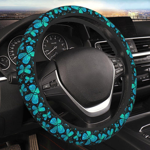 Butterfly Turquoise Green Steering Wheel Cover for Women Men Girls Car Accessories Decor Anti-Slip Neoprene Auto Steering Wheel Covers Protector U...