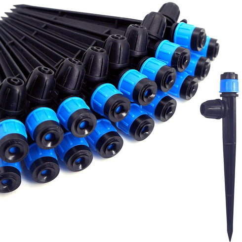50Pcs Drip Irrigation Emitters with Lock, Adjustable 360 Degree Water Flow Irrigation Drippers for 1/4" Drip Irrigation Tubing, Micro Spray Drip S...