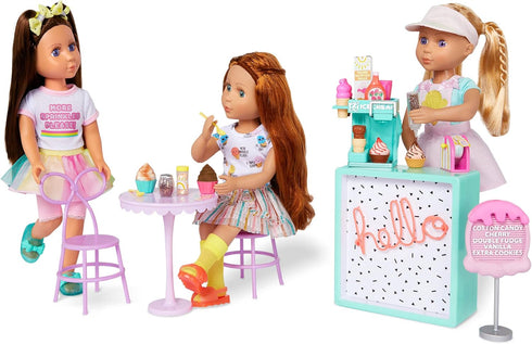 Glitter Girls – Ice Cream Set – Accessories for 14-inch Dolls – Soft-Serve Machine, Cones, Syrup – Menu Stand & Ticket Dispenser – 3 Years + – GG ...