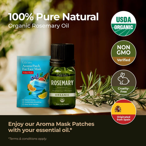 Gya Labs USDA Certified Organic Rosemary Essential Oil for Hair & Scalp - 100% Pure Natural Rosemary Oil Organic for Skin & Diffuser - Natural Aro...