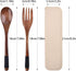 Wooden Cutlery Set, Spoon And Fork Set, Reusable Travel Cutlery Set with Case, Wooden Portable Cutlery Set, Rope Winding Processing, for Lunch, Ca...