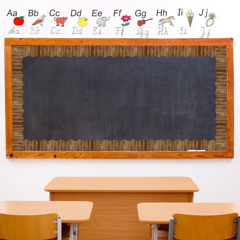 Whaline 82Ft Wood Grain Bulletin Board Borders Brown Wood Texture Adhesive Trim Border for School Classroom Office Party Decoration...