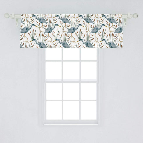 Lunarable Swamp Window Valance, Blue Grey Heron Birds and Bulrush Water Foliage Growth Wilderness Tropical Lands, Curtain Valance for Kitchen Bedr...