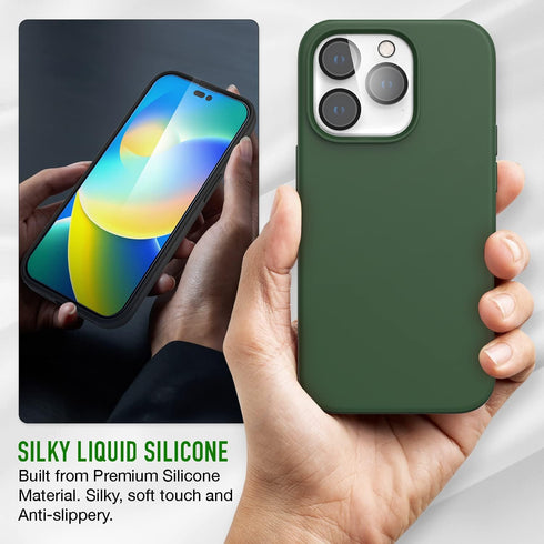 Trianium [6 in 1 Designed for iPhone 14 Pro Max Case Silicone (Clover), with 3 Pack Screen Protector + 2 Pack Camera Lens Protector, Bundle Protec...