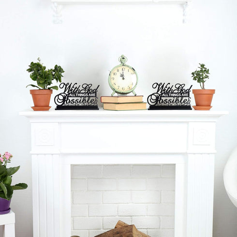 Jetec Inspirational Table Art with God All Things Are Possible Positive Sign Home Table Decoration, Motivational Centerpieces Letter Sign Wooden f...