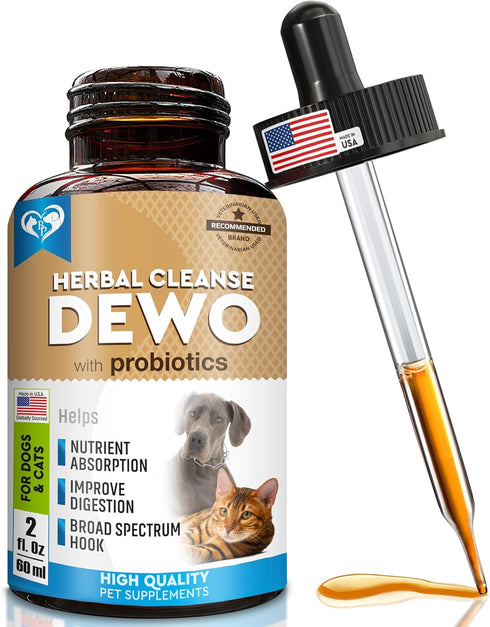Cats & Dogs Natural Broad Spectrum Treatment & Herbal Medicine for Remove Parasites & Toxins - Probiotic Supplement Drops Made in USA...