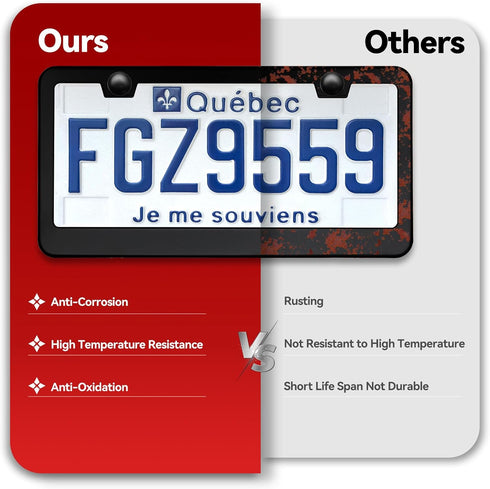 Ohuhu Matte Aluminum License Plate Frame with Black Screw Caps, 2Pcs 2 Holes Black Car Licenses Plate Covers Holders for US Vehicles...