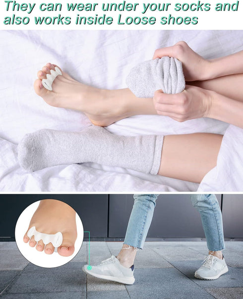 2 Pcs Toe Spacers for Feet Women Men Bunion Corrector Toe Separators to Correct Your Toes, Toe Spreaders Toe Straighteners for Feet Pain Relief, H...