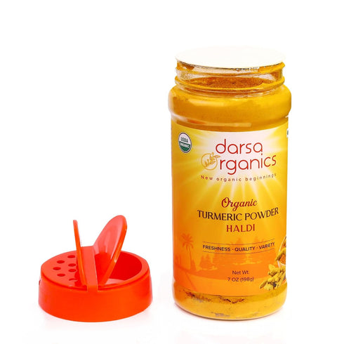 Darsa Organics Raw Turmeric Powder w/Curcumin from India | 7 oz Food Grade PET Jar | Pure Aromatic Ground Haldi | USDA Organic | Ground Turmeric |...