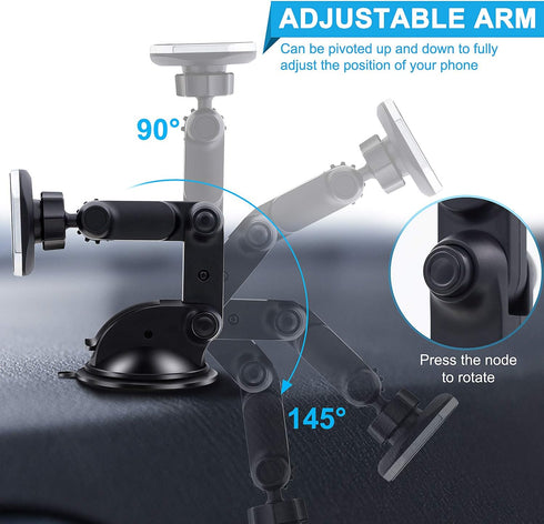 Magnetic Phone Car Mount, Universal Dashboard Windshield Car Phone Mount Holder with Upgraded 3.2" Suction Cup,8 Strong Magnets Compatible with iP...