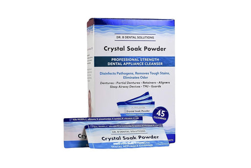 Dr. B Dental Solutions Powder Crystal Soak Cleanser, Ideal for Oral Appliances, Dentures, Night Guards, Retainers, Aligners, and Sleep Apnea Devic...