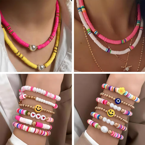 6600pcs+ Clay Bead for Bracelet Making Kit, 48 Colors Spacer Heishi Beads Flat Round Polymer Clay Beads Friendship Bracelet DIY Jewelry Making for...